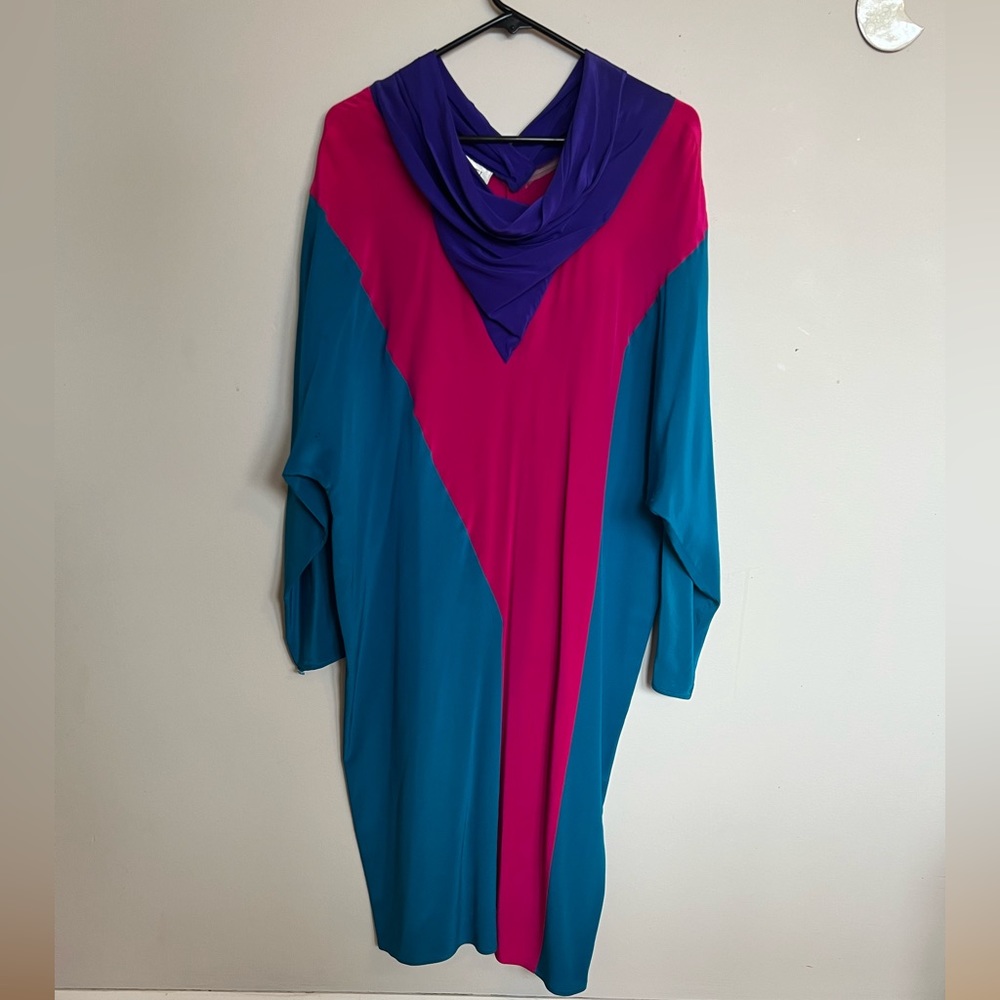 Argenti vintage pure silk loose fitting tunic dress size 8 or M
